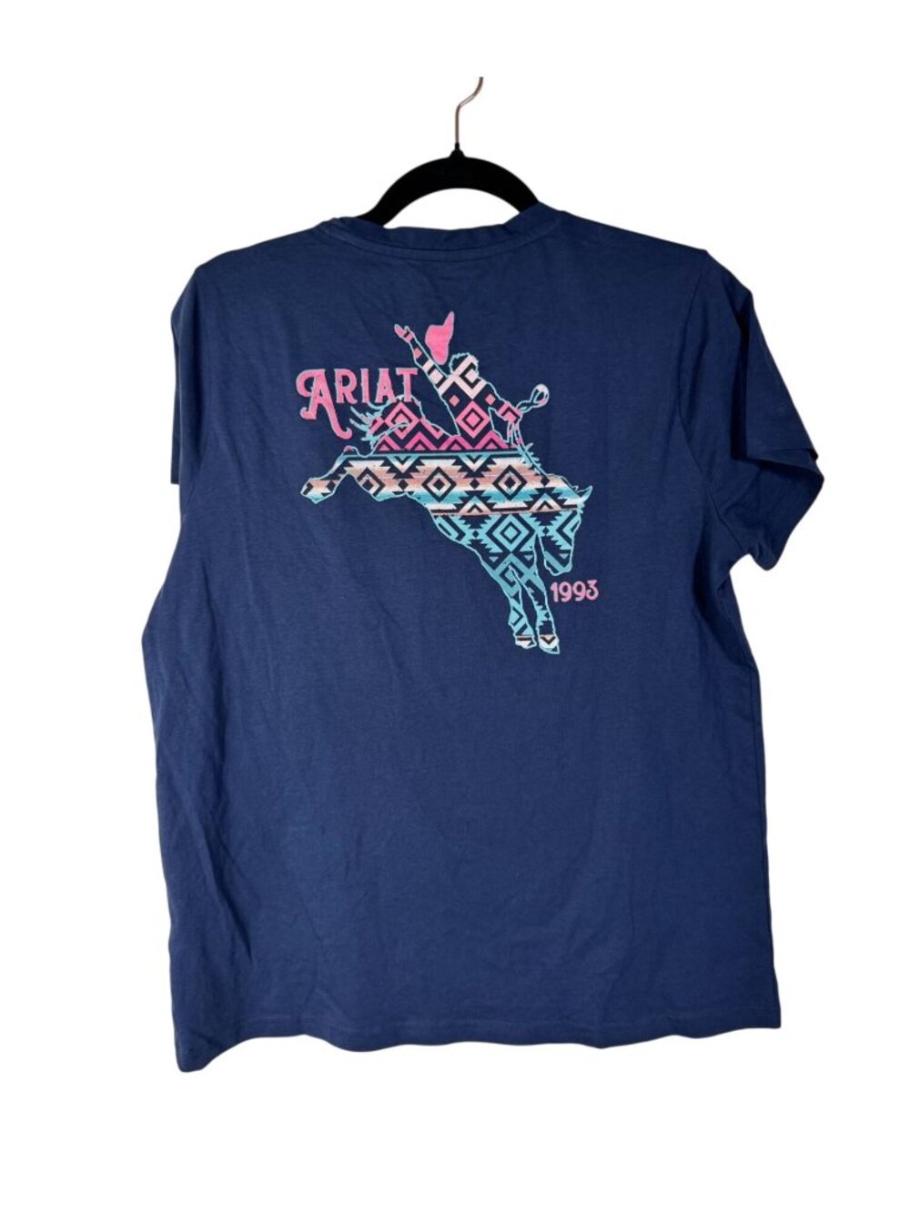 💜 Ariat Womens Bronco Relaxed Fit T-Shirt Size Medium Blue Short sleeve Western